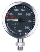 Tech-Manometer 52 mm – Nickel – schwarzes Zifferblatt – 400 bar