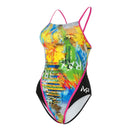 Selaron – Badeanzug – Damen – Schwarz/Rosa