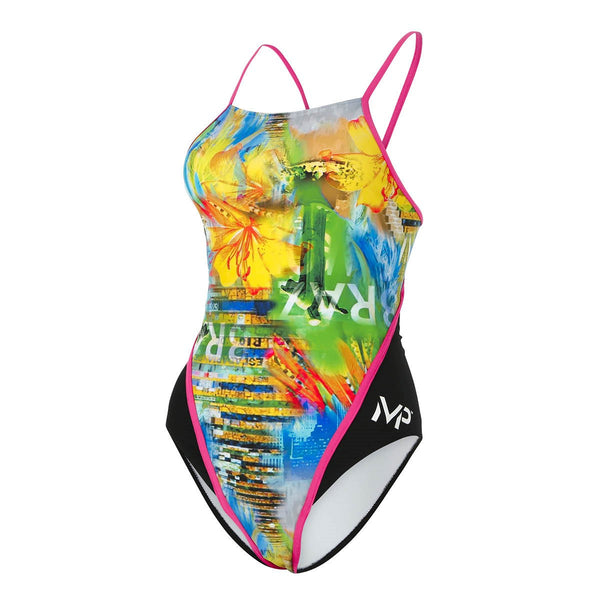Selaron – Badeanzug – Damen – Schwarz/Rosa