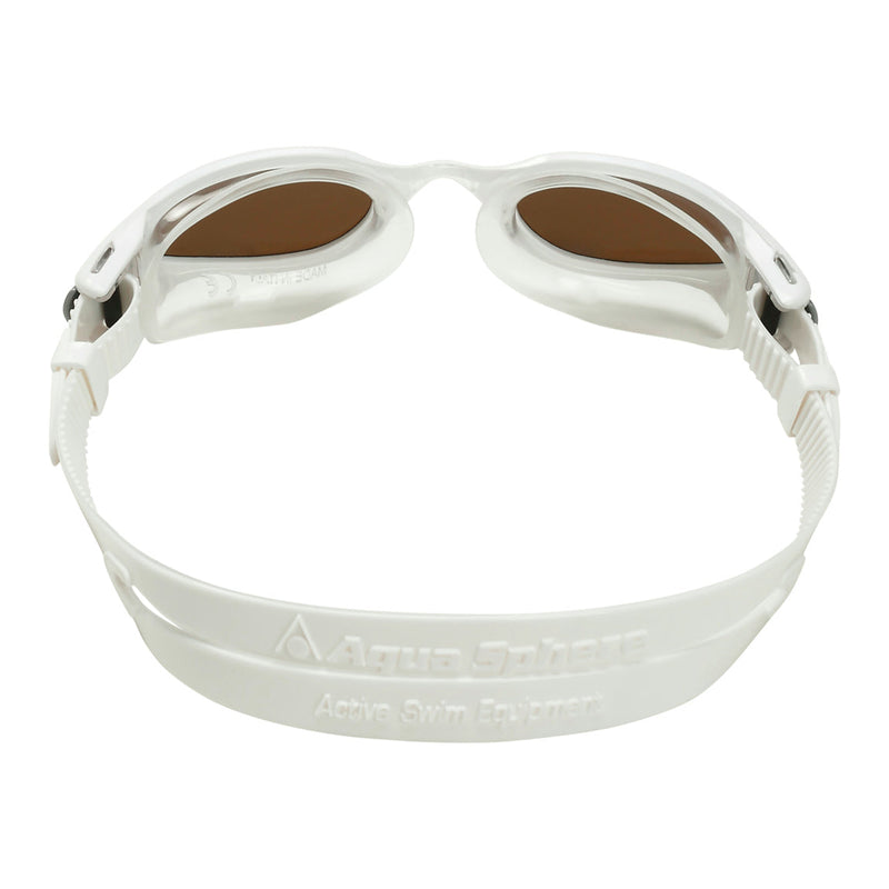 Kaiman EXO – Schwimmbrille – Erwachsene – braune polarisierte Gläser – Weiß/Orange