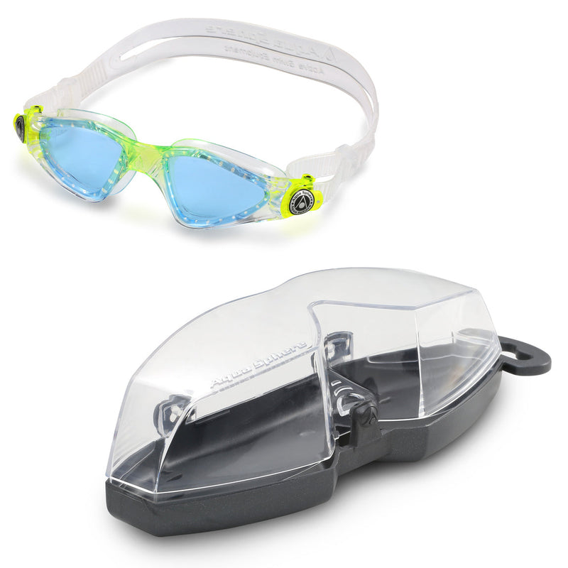 Kayenne Junior - Schwimmbrille - Kinder - Blaue Linse - Transparent/Lime