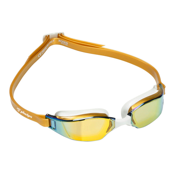 Xceed – Schwimmbrille – Erwachsene – Gold-Titan-verspiegelte Linse – Gold/Weiß