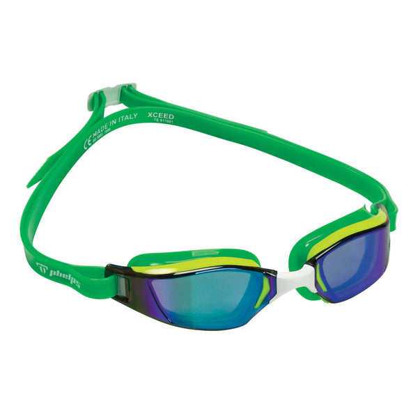 Xceed – Schwimmbrille – Erwachsene – Grüne verspiegelte Titanlinse – Gelb/Grün