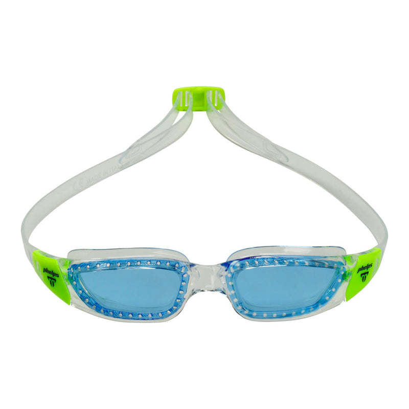 Tiburon Junior - Schwimmbrille - Kinder - Blaue Linse - Transparent/Lime
