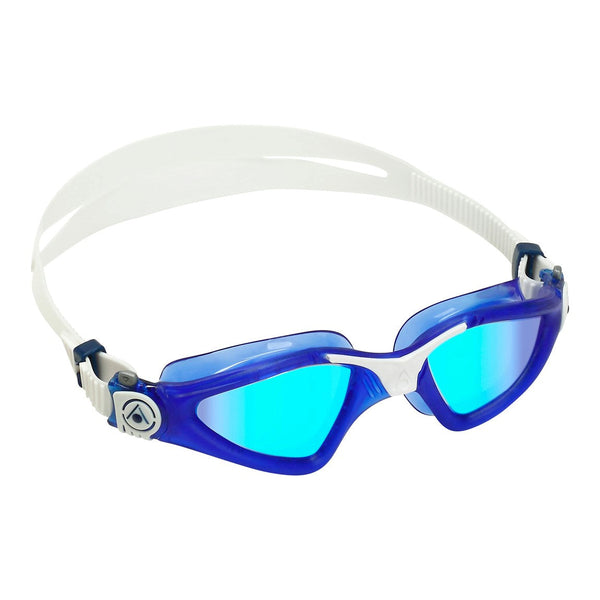 Kayenne – Schwimmbrille – Erwachsene – Blaue verspiegelte Titanlinse – Blau/Weiß