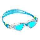 Kayenne – Schwimmbrille – Erwachsene – Blaue verspiegelte Titanlinse – Transparent/Türkis