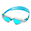 Kayenne – Schwimmbrille – Erwachsene – Blaue verspiegelte Titanlinse – Transparent/Türkis