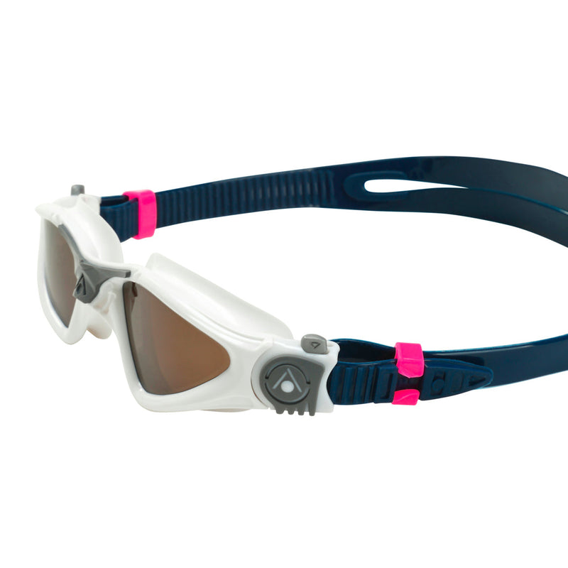 Kayenne Small – Schwimmbrille – Erwachsene – braune polarisierte Gläser – Weiß/Grau