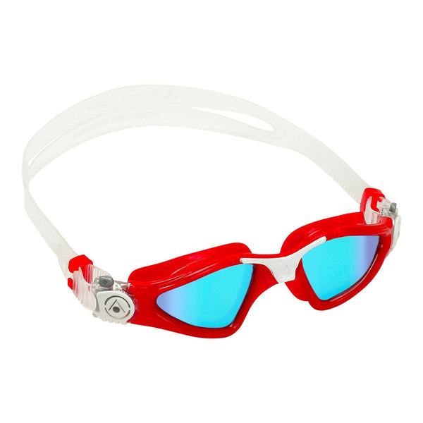 Kayenne Small – Schwimmbrille – Erwachsene – Blaue verspiegelte Titanlinse – Rot/Weiß