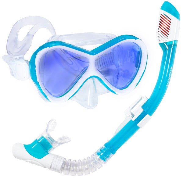 Abaco Combo - Schnorchelset - Kinder - Weiß/Türkis mit UV-Linse