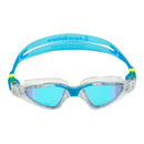 Kayenne – Schwimmbrille – Erwachsene – Blaue verspiegelte Titanlinse – Transparent/Türkis