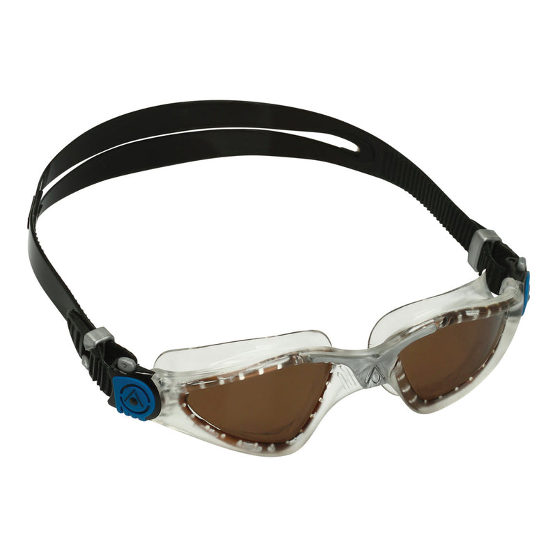 Kayenne – Schwimmbrille – Erwachsene – braune polarisierte Gläser – Petrol/Silber
