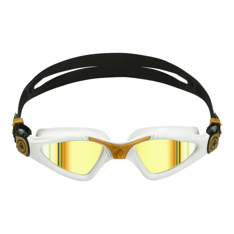 Kayenne – Schwimmbrille – Erwachsene – Gold-Titan-verspiegelte Linse – Weiß/Gold