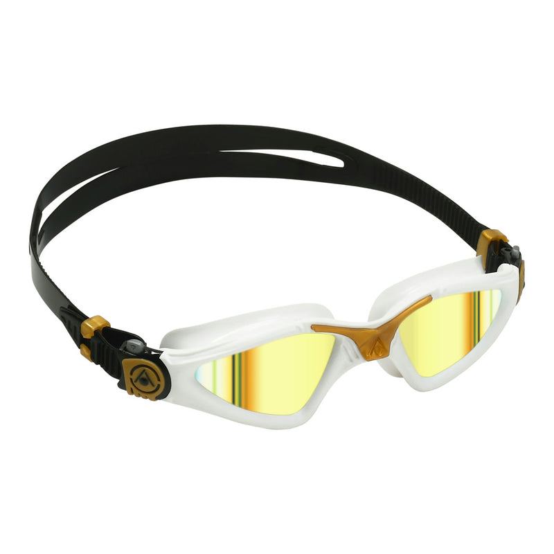 Kayenne – Schwimmbrille – Erwachsene – Gold-Titan-verspiegelte Linse – Weiß/Gold