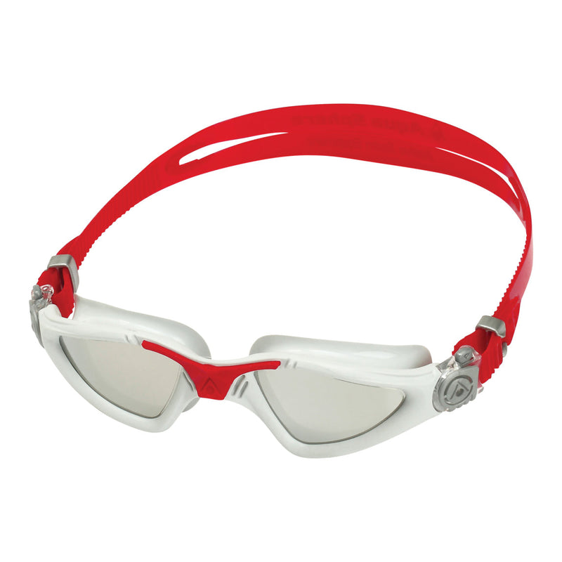 Kayenne – Schwimmbrille – Erwachsene – Silberne verspiegelte Titanlinse – Grau/Rot