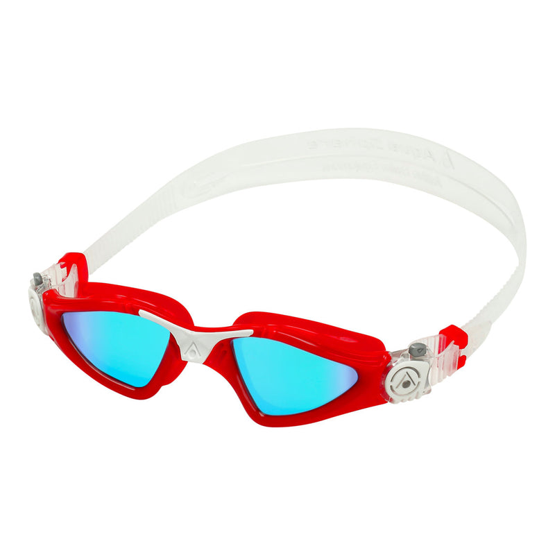 Kayenne Small – Schwimmbrille – Erwachsene – Blaue verspiegelte Titanlinse – Rot/Weiß