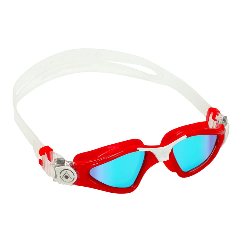 Kayenne Small – Schwimmbrille – Erwachsene – Blaue verspiegelte Titanlinse – Rot/Weiß