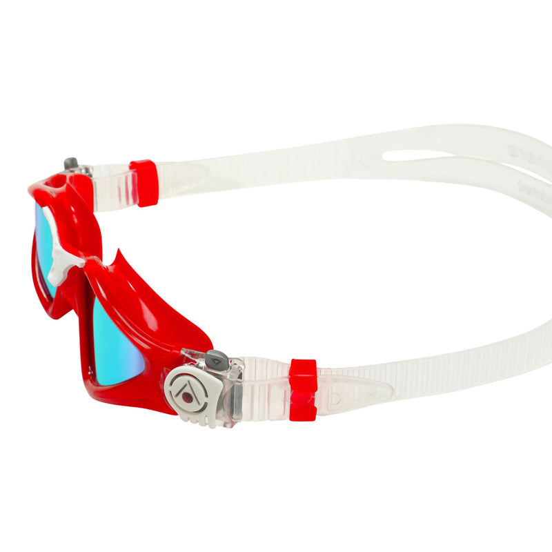 Kayenne Small – Schwimmbrille – Erwachsene – Blaue verspiegelte Titanlinse – Rot/Weiß