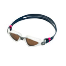 Kayenne Small – Schwimmbrille – Erwachsene – braune polarisierte Gläser – Weiß/Grau