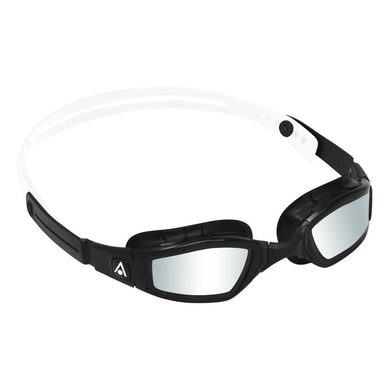 Ninja – Schwimmbrille – Erwachsene – Silberne verspiegelte Titanlinse – Schwarz/Weiß