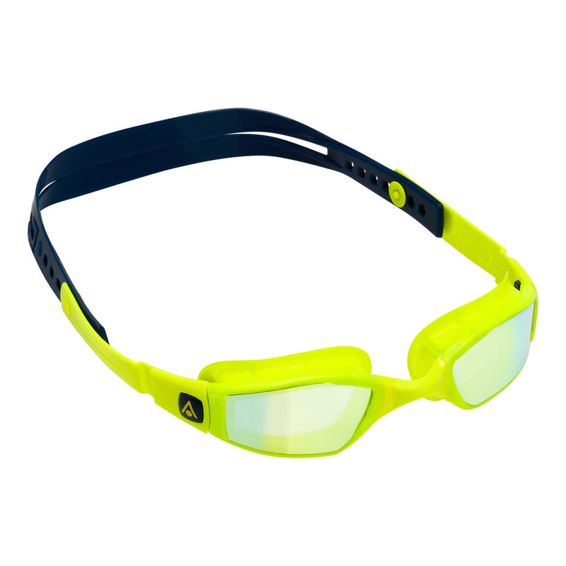 Ninja – Schwimmbrille – Erwachsene – Gelbe verspiegelte Titanlinse – Gelb/Blau