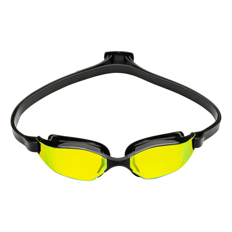 Xceed – Schwimmbrille – Erwachsene – Gelbe verspiegelte Titanlinse – Schwarz
