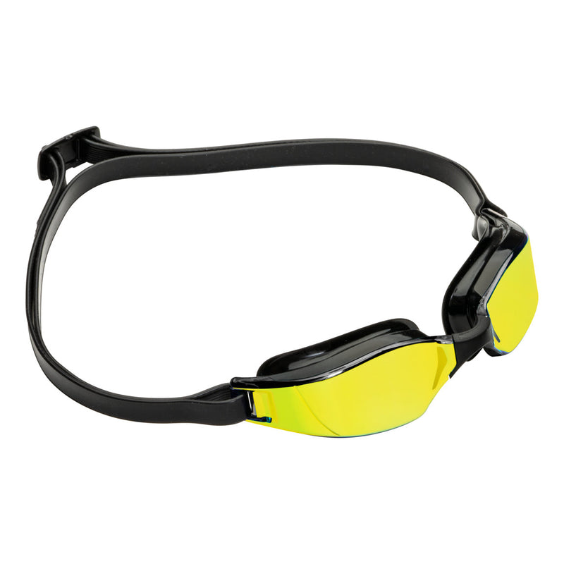 Xceed – Schwimmbrille – Erwachsene – Gelbe verspiegelte Titanlinse – Schwarz