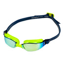 Xceed – Schwimmbrille – Erwachsene – Gelbe verspiegelte Titanlinse – Gelb/Blau