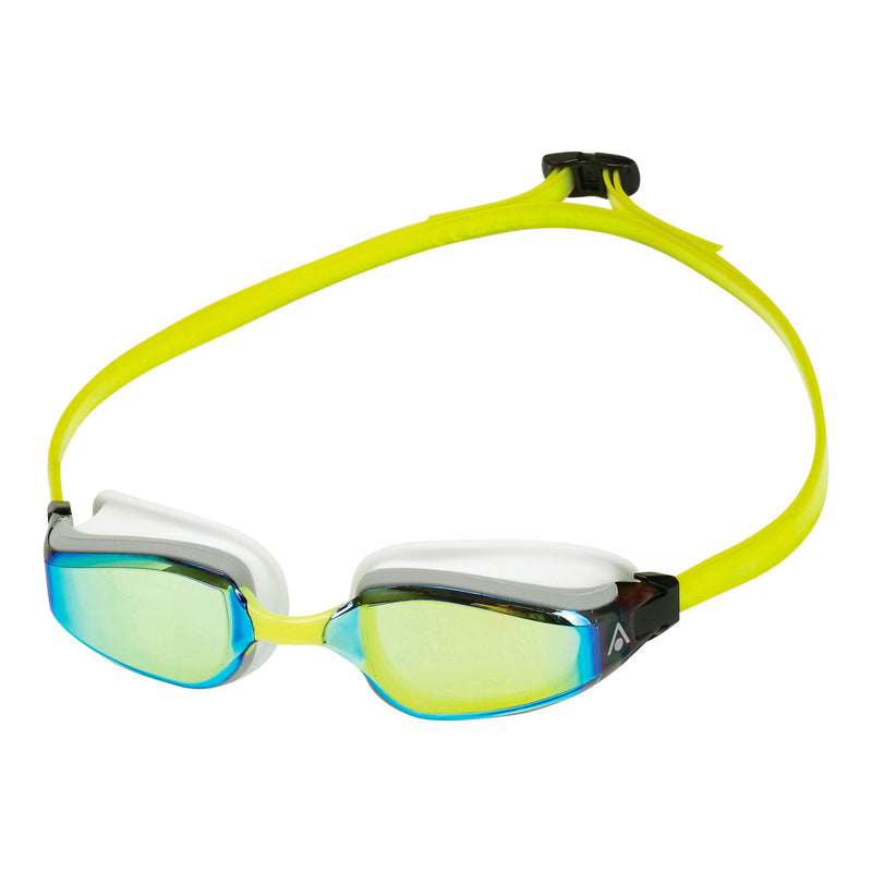 Fastlane – Schwimmbrille – Erwachsene – Gelbe verspiegelte Titanlinse – Weiß/Gelb