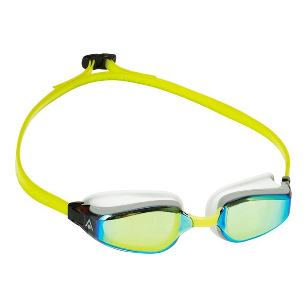 Fastlane – Schwimmbrille – Erwachsene – Gelbe verspiegelte Titanlinse – Weiß/Gelb