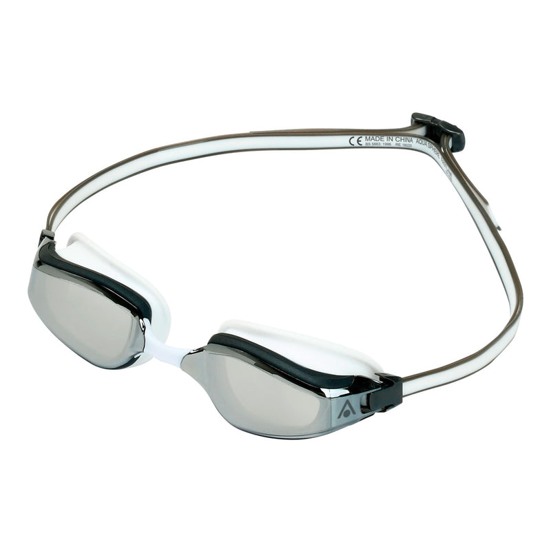 Fastlane – Schwimmbrille – Erwachsene – Silberne verspiegelte Titanlinse – Weiß/Grau