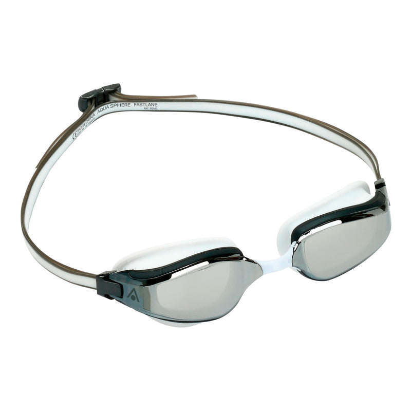 Fastlane – Schwimmbrille – Erwachsene – Silberne verspiegelte Titanlinse – Weiß/Grau