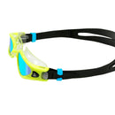 Kaiman EXO – Schwimmbrille – Erwachsene – Blaue verspiegelte Titanlinse – Gelb/Transparent