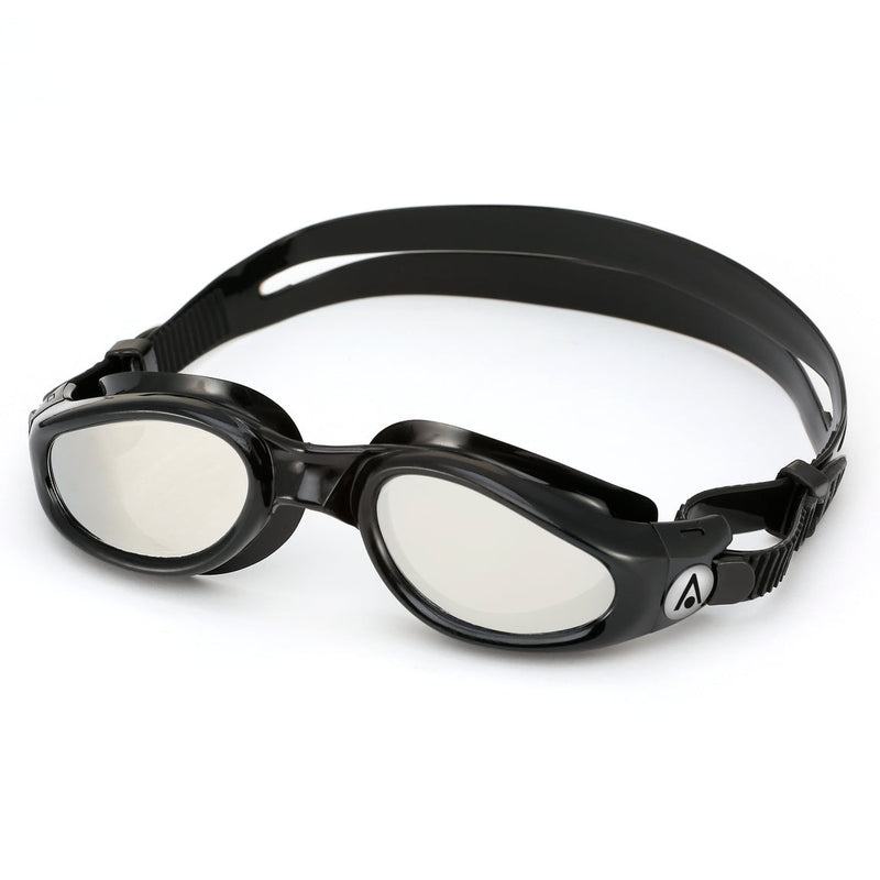 Kaiman – Schwimmbrille – Erwachsene – Silberne verspiegelte Titanlinse – Schwarz