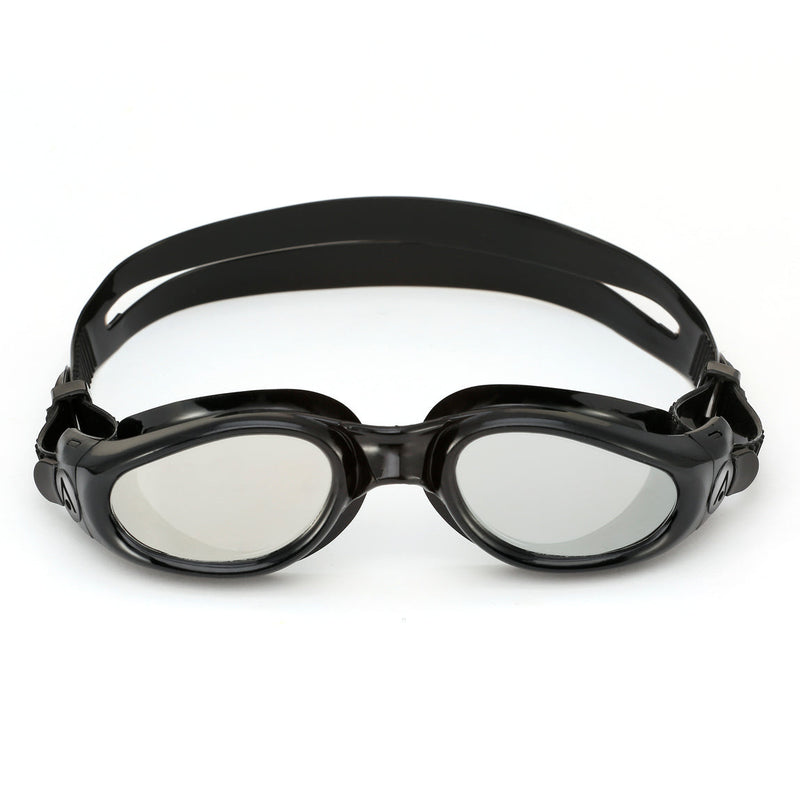 Kaiman – Schwimmbrille – Erwachsene – Silberne verspiegelte Titanlinse – Schwarz