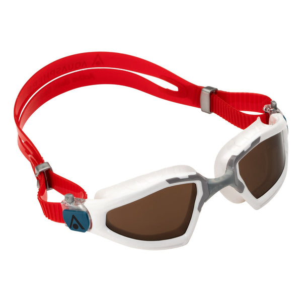 Kayenne Pro – Schwimmbrille – Erwachsene – Braune polarisierte Linse – Weiß/Grau