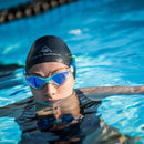 Kayenne – Schwimmbrille – Erwachsene – Blaue verspiegelte Titanlinse – Transparent/Türkis